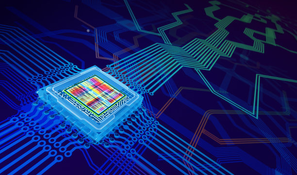 Processor Abstract Background. 3D illustration