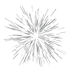 Radiating from the center of thinbeams, lines. Vector illustration. Abstract explosion, speed motion lines, radiating sharp 