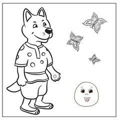 Russian folk tale about kolobok. Coloring. 