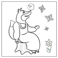 Russian folk tale about kolobok. Coloring. 