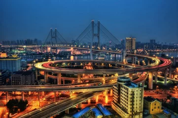 Fotobehang Nanpubrug Shanghai Skyline Nanpu-brug