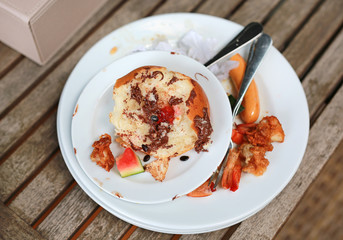 Food waste, piece of food remains on plate.