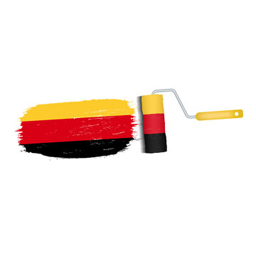 Brush Stroke With Germany National Flag Isolated On A White Background. Vector Illustration. National Flag In Grungy Style. Brushstroke. Use For Brochures, Printed Materials, Logos, Independence Day