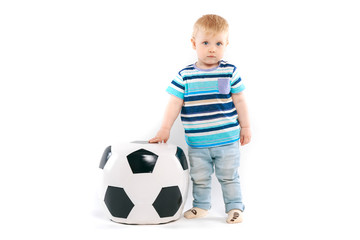 little fan with a soccer ball