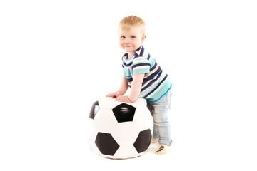 cheerful boy with a soccer ball
