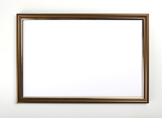Wooden frame for painting or picture on white background.