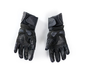 Sport black Moto gloves. Isolated on white background
