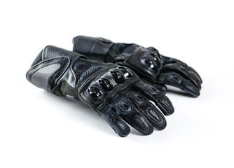 Sport black Moto gloves. Isolated on white background