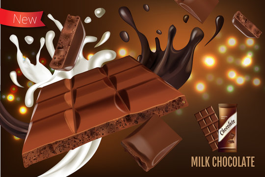 Vector realistic illustration of milk chocolate.