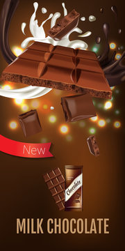 Vector realistic illustration of milk chocolate.
