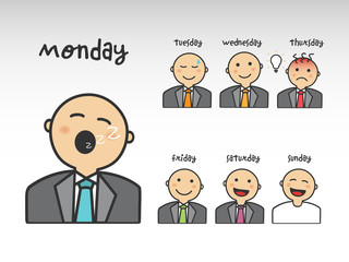 Avatar set at the work in the days of the week