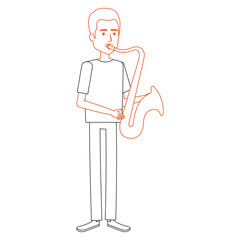 man playing saxophone character vector illustration design