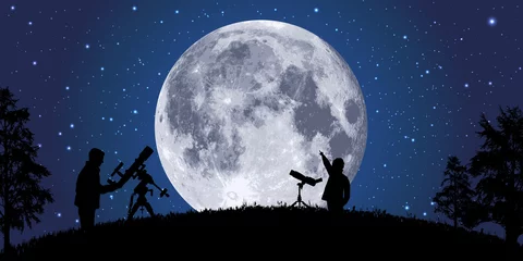 Fotobehang maan - maanlicht - astronomie - ruimte, planeet - heelal - satelliet © pict rider
