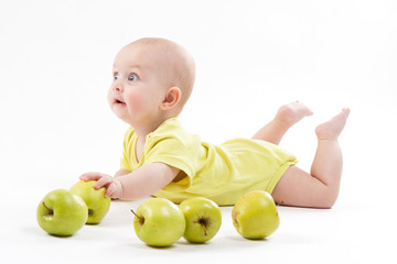 cute baby lying on the background and smiling