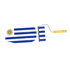 Obraz premium Brush Stroke With Uruguay National Flag Isolated On A White Background. Vector Illustration. National Flag In Grungy Style. Brushstroke. Use For Brochures, Printed Materials, Logos, Independence Day