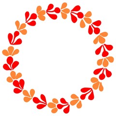 Red and orange autumn vector wreath isolated on white background