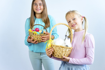 Girls with easter bunny