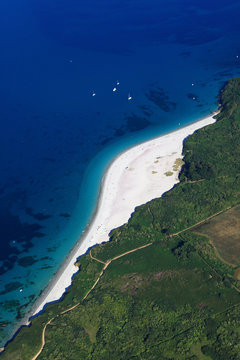 France, Brittany, Morbihan. Groix island. Les Grands Sables, one of Europe's rare convex beach.