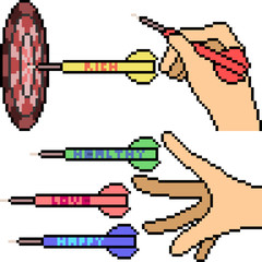 vector pixel art darts play