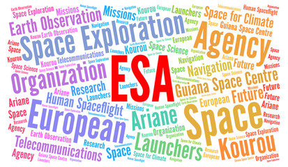 ESA, European space agency word cloud