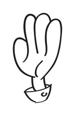 Hand with four fingers vector.