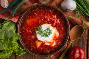 Borsht with ingredients