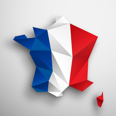 mapa Francji origami wektor - obrazy, fototapety, plakaty