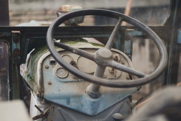 old tractor interior