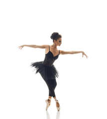 Obraz premium Young beautiful ballet dancer isolated over white background