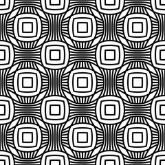 Abstract seamless geometric pattern with weave ornament. Simple black and white linear wavy striped texture. Vector