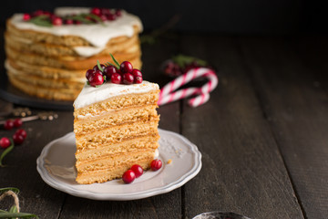 Honey nut ginger and carrot cake decorated with cranberries and rosemary. Perfect Christmas baked goods that you want to eat!)