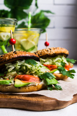 Burger with salted salmon