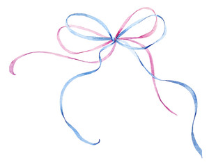 Watercolor ribbon bow