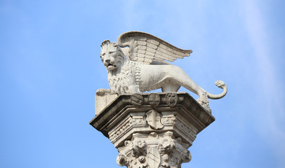 lion winged symbol of the  of Venice in Italy
