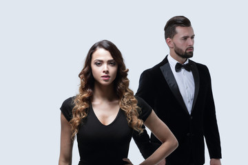 serious young business woman and stylish man