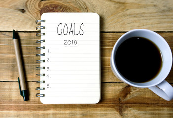 Goals 2018 on written on notepad