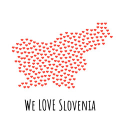 Slovenia Map with red hearts - symbol of love. abstract background
