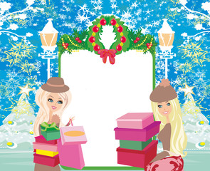 Christmas shopping - winter sale card