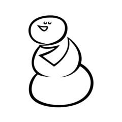 Cute snowman silhoette on white
