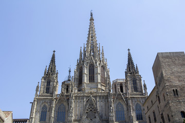 Fototapeta na wymiar Cathedral Holy Cross and Saint Eulalia in Barcelona