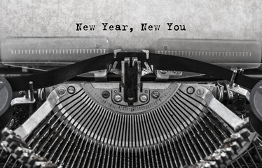 New Year New You message typed on a vintage typewriter