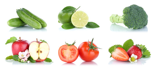 Früchte Obst und Gemüse Apfel Tomaten Farben Sammlung Freisteller freigestellt isoliert
