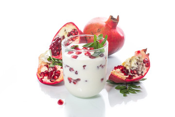 sweet homemade yogurt with pomegranate