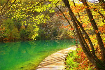 Plitvice lakes in fall, Croatia