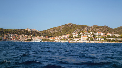 Fototapeta na wymiar View of the City of Hvar from the Sea, Hvar Island, Dalmatia, Croatia