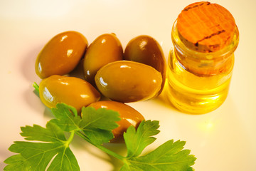 green olives in oil.