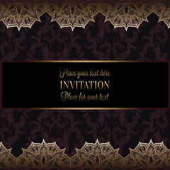 Wedding invitation or card , intricate lace mandala. Royal gold shades, Islam, Arabic, Indian, Dubai.