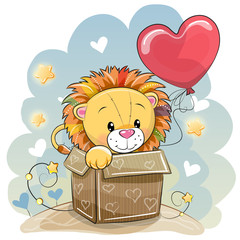 Obraz premium Kartka urodzinowa ze słodkim lwem