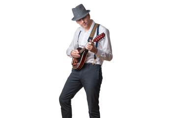 Naklejka premium Mężczyzna gra na mandolinie