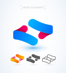Vector abstract romb logo elements collection. Material design, flat, line-art styles. Company symbol or app icon